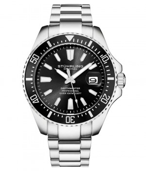 Aquadiver Stuhrling CA950 Quartz 42mm Diver Hombre Negras Plateadas Plateadas | 5901PGODR