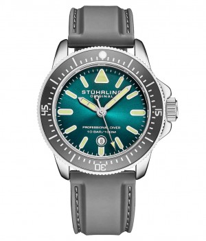 Aquadiver Stuhrling Maritimer 935 Quartz 43mm Diver Hombre Turquesa Plateadas | 3461EHWPX