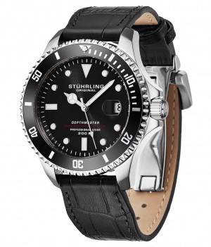 Aquadiver Stuhrling Swiss Automático Depthmaster 883L 42mm Diver Hombre Negras Plateadas | 5104CRPYE