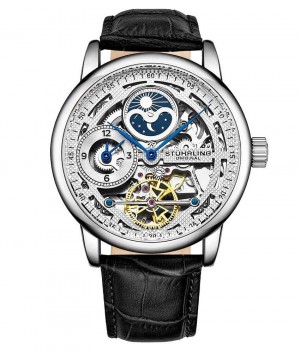 Legacy Stuhrling 3917 Automático 43mm Skeleton Hombre Plateadas Plateadas | 9264YUAXT