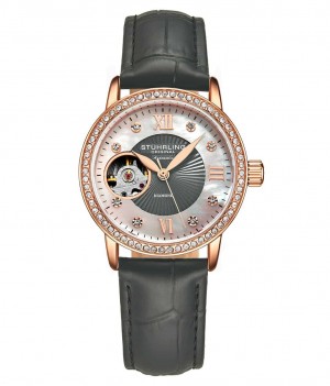 Legacy Stuhrling 3952 Automático 34mm Skeleton Mujer Plateadas Rosas | 1593FTUBH