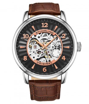 Legacy Stuhrling 3973 Automático 48mm Skeleton Hombre Negras Plateadas | 3094EAXMC