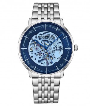 Legacy Stuhrling 3994T Automático 42mm Skeleton Hombre Azules Plateadas | 4980ILMFA