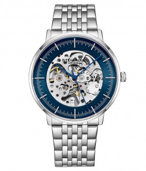 Legacy Stuhrling 3994 Automático 42mm Skeleton Hombre Azules Plateadas | 7530ECDGS