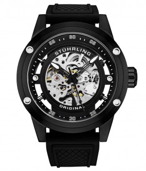 Legacy Stuhrling 989 Automático 50mm Skeleton Hombre Negras Negras | 4096HYLUM