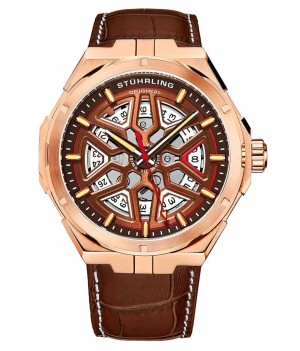 Legacy Stuhrling Swiss Automático Gio 379 41mm Skeleton Hombre Marrones Rosas | 7583SOCUT