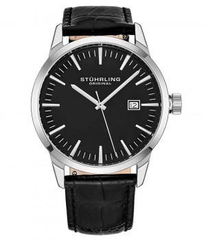 Symphony Stuhrling Ascot 42 555A Quartz 42mm Classic Hombre Negras Plateadas | 7406VJZMD