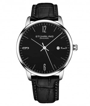 Symphony Stuhrling Rasa 3997A Quartz 40mm Classic Hombre Negras Plateadas | 0814CLNZV