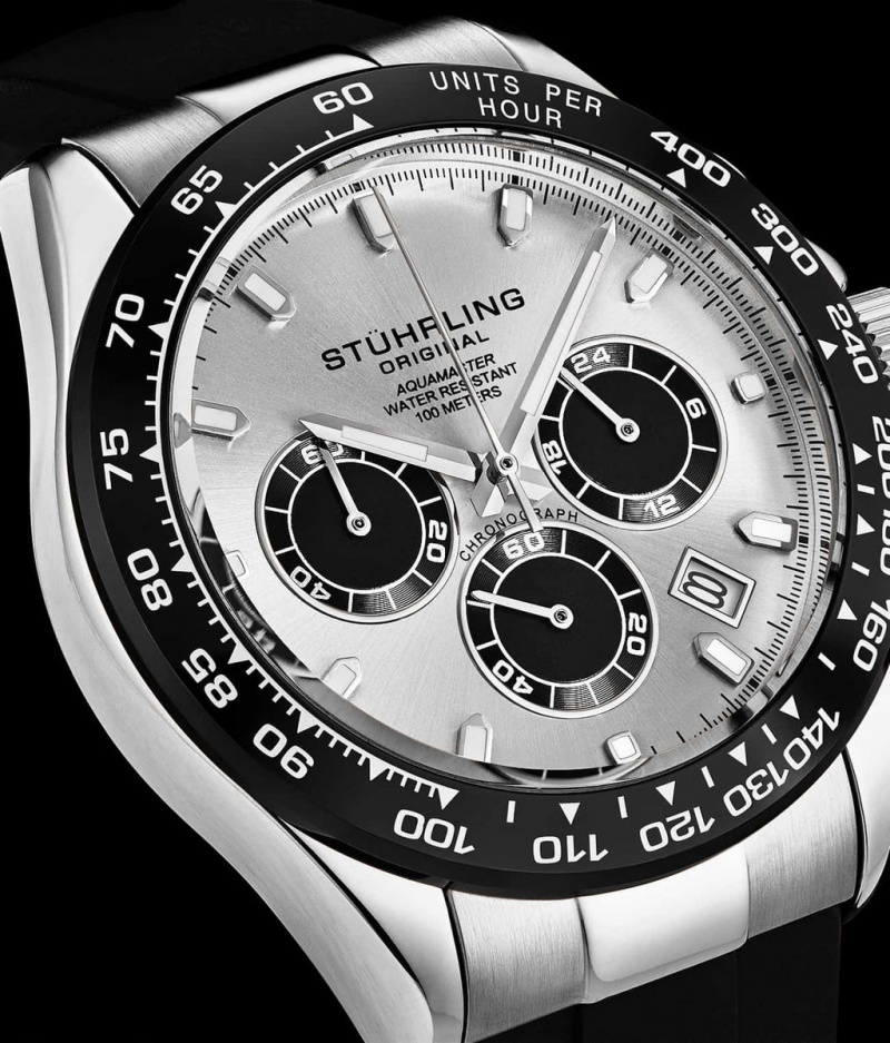 Aquadiver Stuhrling Aquamaster 4042 Quartz 42mm Cronógrafo Hombre Plateadas | 2574SKLFN