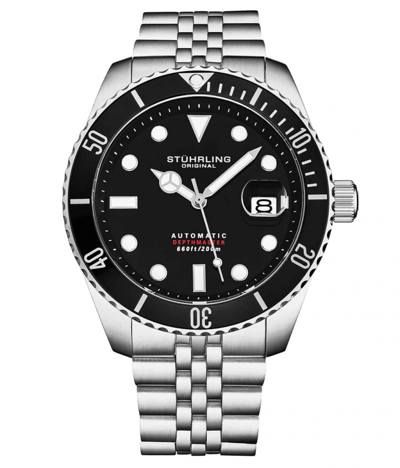 Aquadiver Stuhrling Automático Depthmaster 4045 44mm Diver Hombre Negras Negras | 5298EISPU