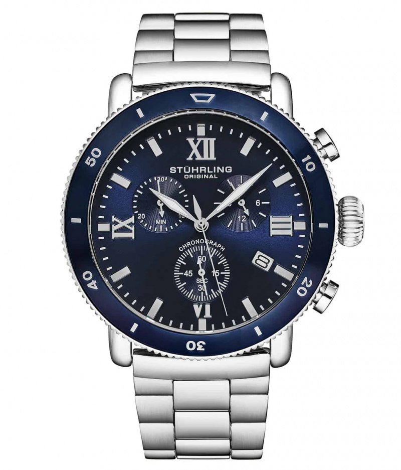 Aquadiver Stuhrling DualMode 4040 Quartz 48mm Cronógrafo Hombre Blancas | 0572ULKNY