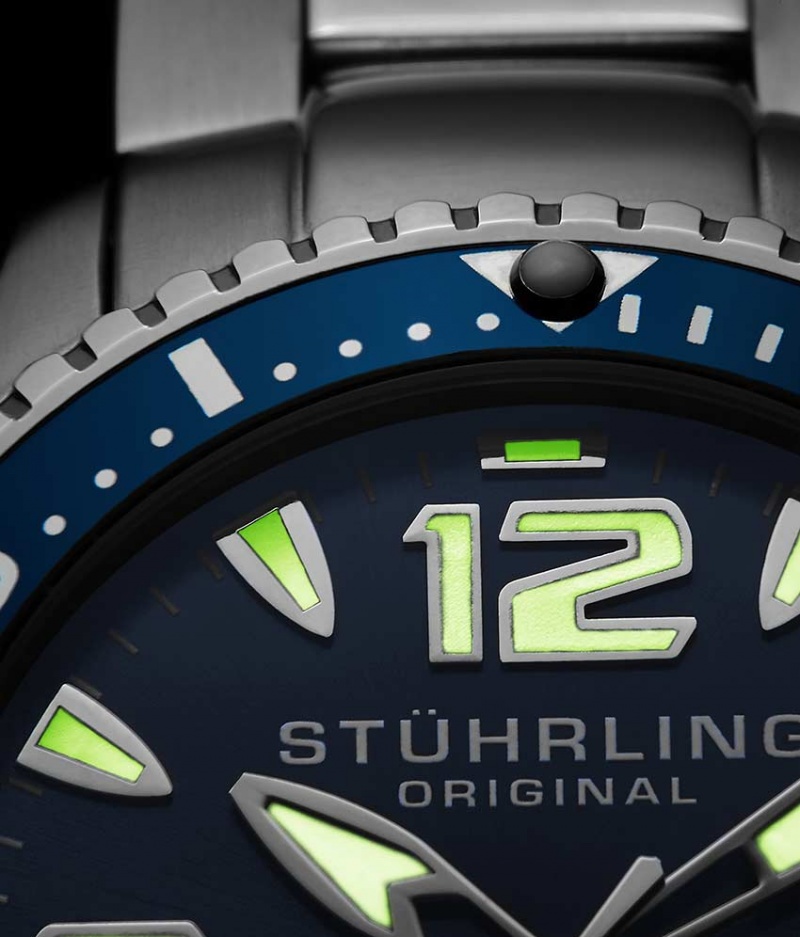 Aquadiver Stuhrling Regatta 842 Quartz 43mm Diver Hombre Azules Plateadas | 1567KNHGT