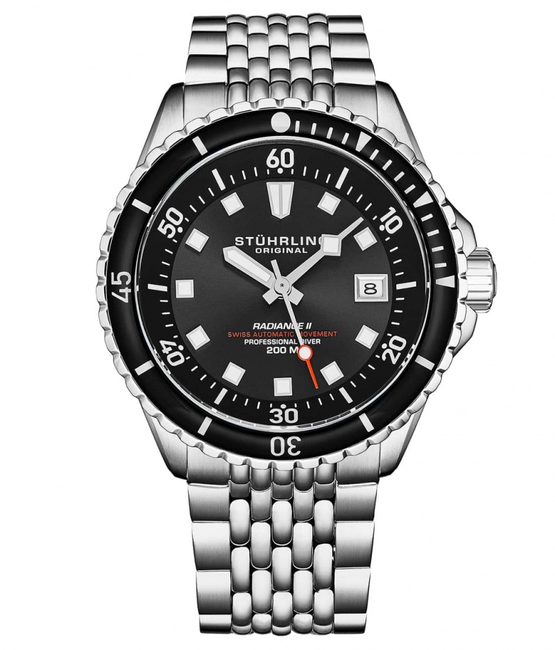 Aquadiver Stuhrling Swiss Automático Radiance 1009 42mm Diver Hombre Negras | 9301CMAIW