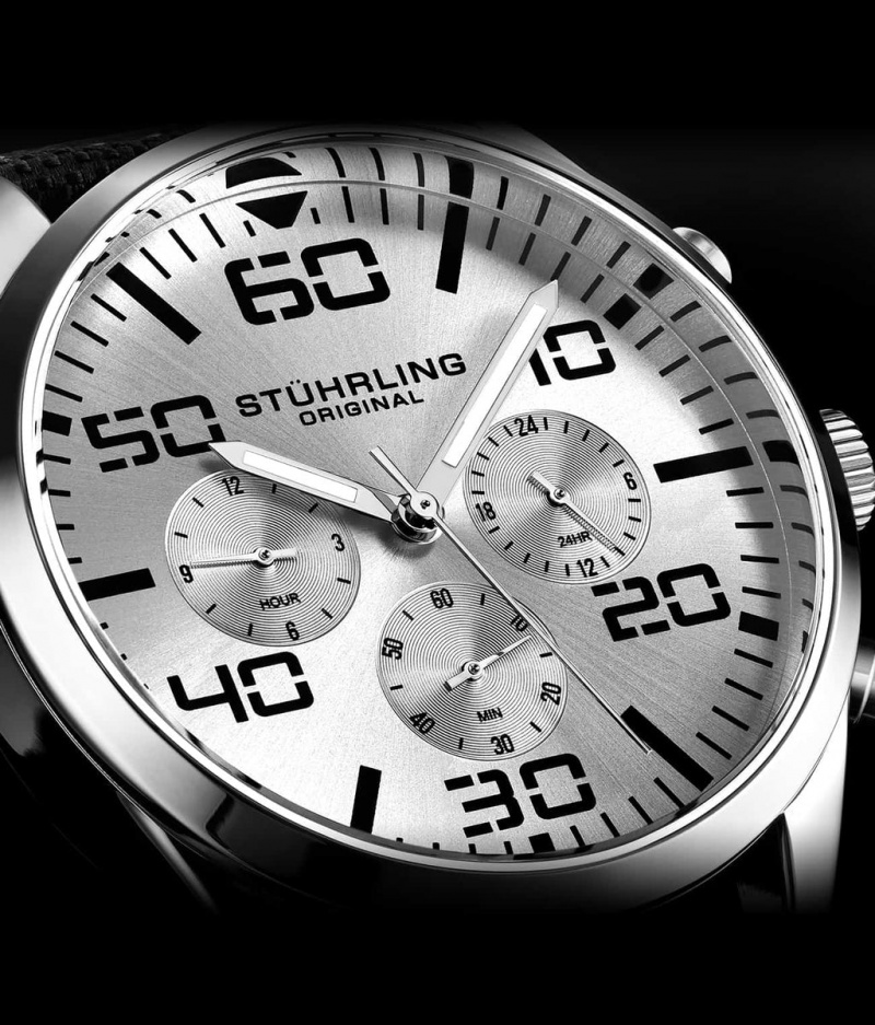 Aviator Stuhrling 4001 Quartz 42mm Hombre Plateadas Plateadas | 9458PUJEK