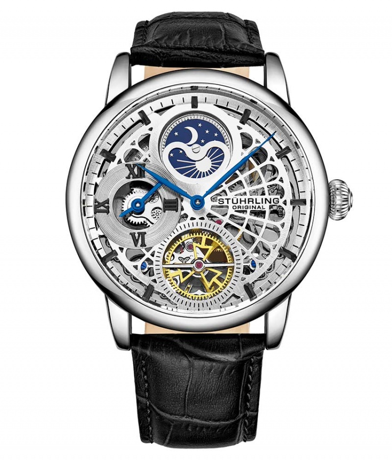 Legacy Stuhrling 3926 Automático 43mm Skeleton Hombre Plateadas Plateadas | 3972OBRSG