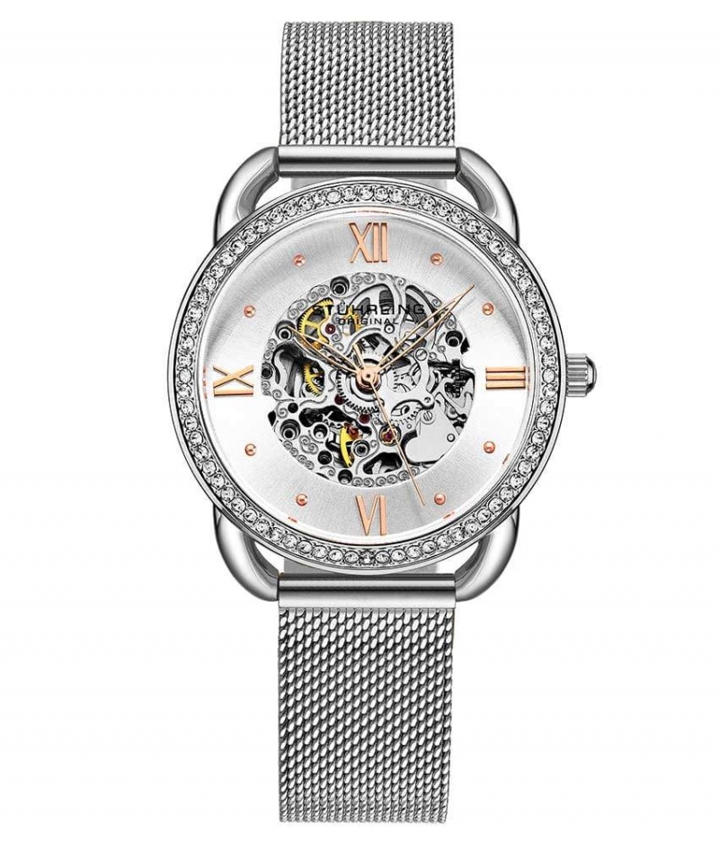 Legacy Stuhrling 3991M Automático 36mm Skeleton Mujer Plateadas Plateadas | 2793YZAKI