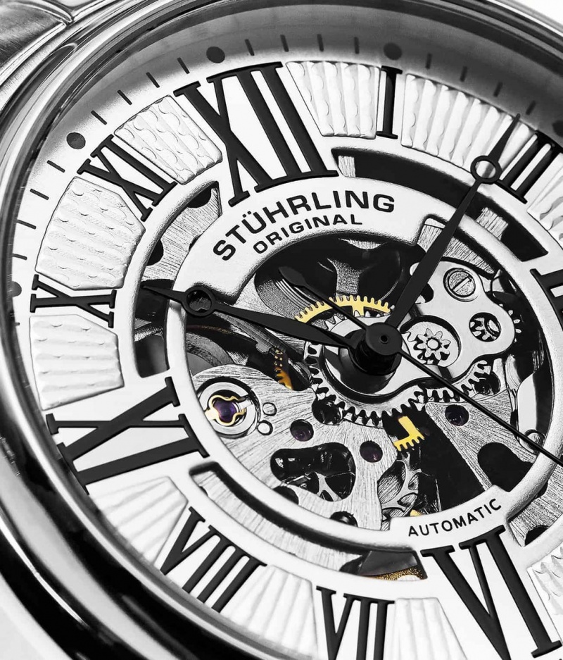 Legacy Stuhrling Atrium 4031 Automático 42mm Skeleton Hombre Plateadas Plateadas | 3648TBCDK