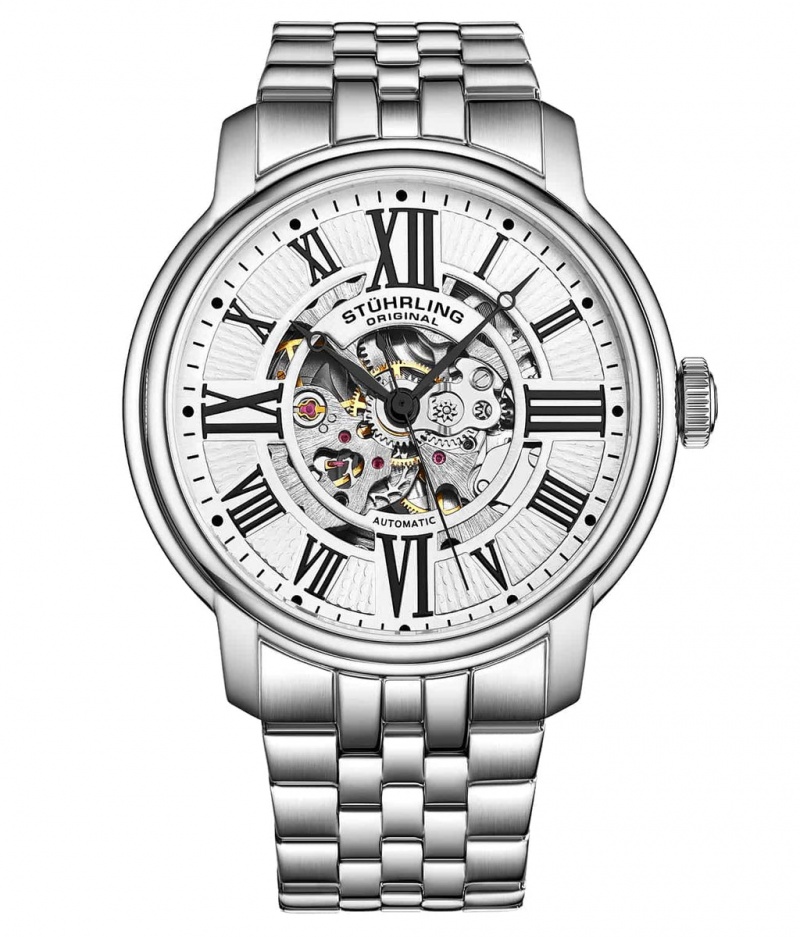 Legacy Stuhrling Atrium 4031 Automático 42mm Skeleton Hombre Plateadas Plateadas | 3648TBCDK