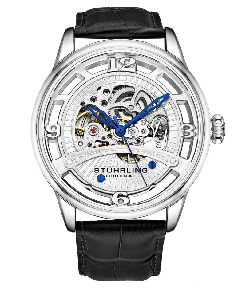 Legacy Stuhrling Dauphine 3974 Automático 48mm Skeleton Hombre Plateadas Plateadas | 9652AHFZC