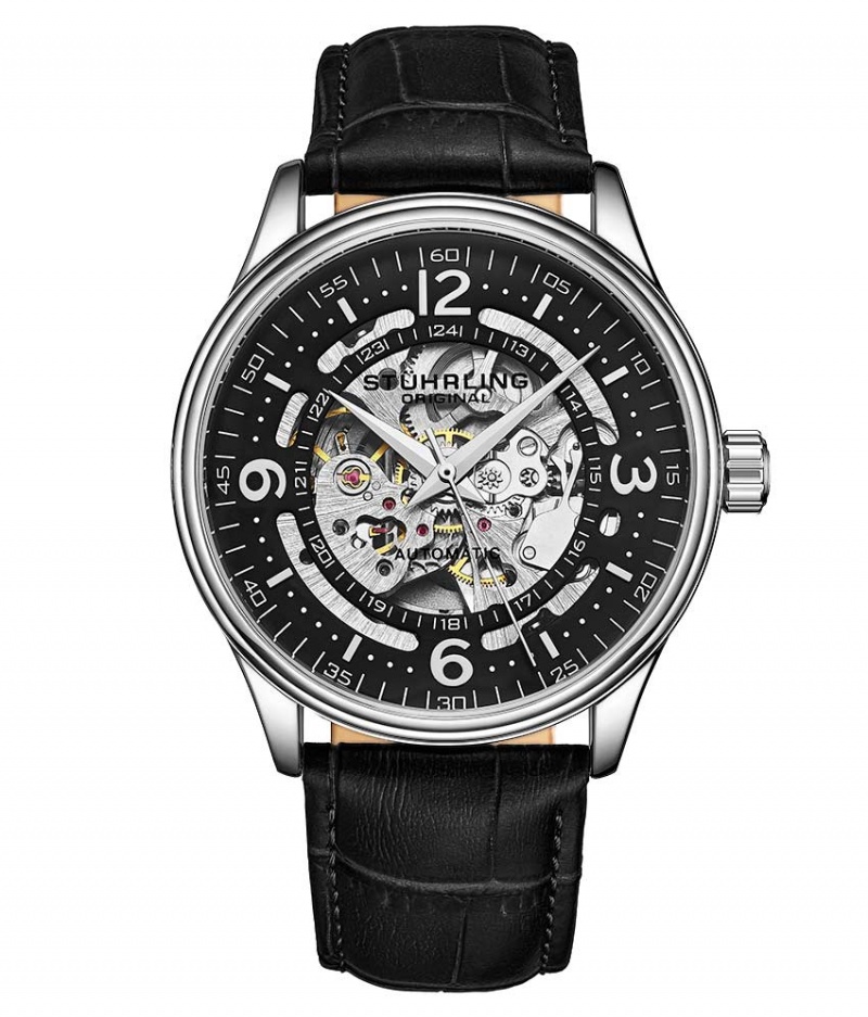 Legacy Stuhrling Denmark 3947 Automático 42mm Skeleton Hombre Blancas Plateadas | 9781SCYBU