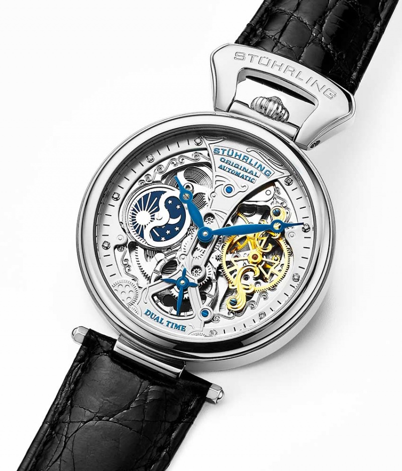 Legacy Stuhrling Emperor's Grand DT 127A2 Automático 46mm Skeleton Hombre Plateadas Plateadas | 5403REQCW