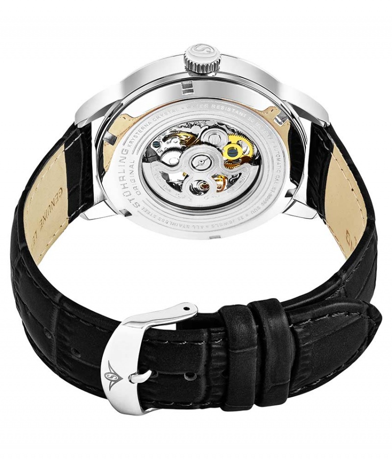 Legacy Stuhrling Executive 133 Automático 44mm Skeleton Hombre Negras Plateadas | 5023WKGVS