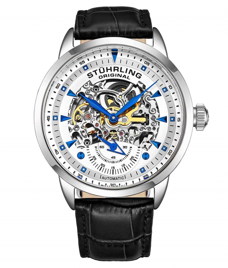 Legacy Stuhrling Executive 3133 Automático 44mm Skeleton Hombre Blancas Plateadas | 6291XIMHG