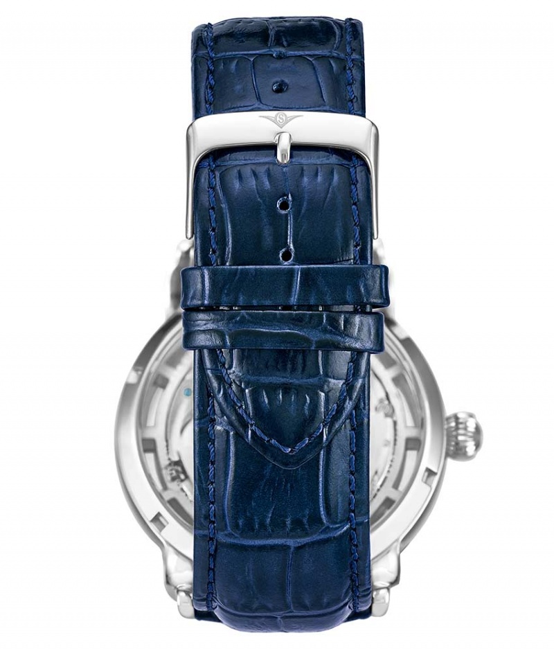 Legacy Stuhrling Luciano 371A Automático 46mm Skeleton Hombre Azules Plateadas | 9042PQKOE