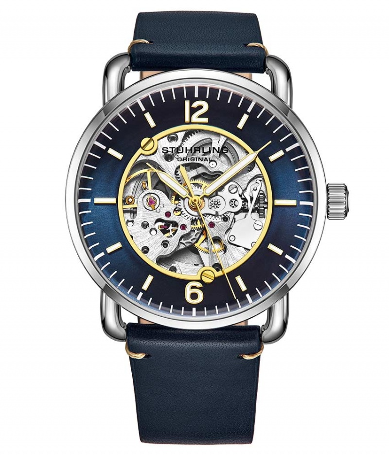 Legacy Stuhrling Mantra 3972 Automático 42mm Skeleton Hombre Azules Plateadas | 9361EHYST