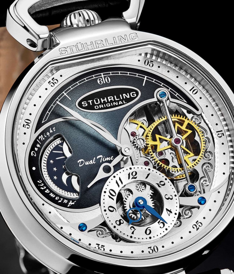 Legacy Stuhrling Modena Dual Time Automático 988 46mm Skeleton Hombre Gris Plateadas | 7230RIABC