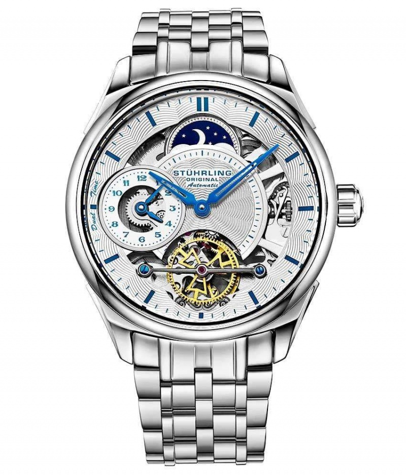 Legacy Stuhrling Presidia 943B Automático 42mm Skeleton Hombre Plateadas Plateadas | 8139TBMWJ