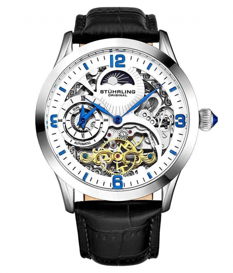 Legacy Stuhrling Special Reserve 3921 Automático 44mm Skeleton Hombre Blancas Plateadas | 4059INVUT