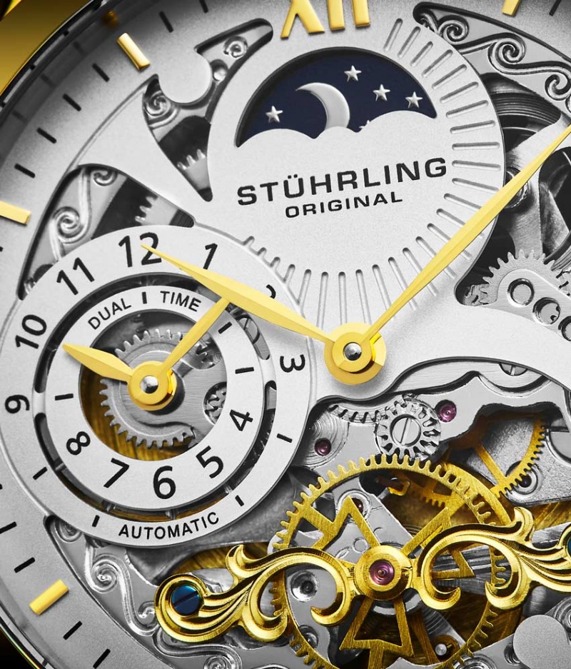 Legacy Stuhrling Special Reserve 571 Automático 44mm Skeleton Hombre Blancas Doradas | 6281HQGXD