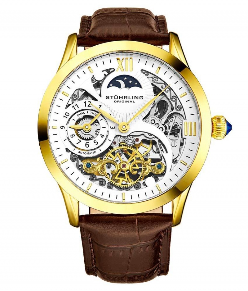 Legacy Stuhrling Special Reserve 571 Automático 44mm Skeleton Hombre Blancas Doradas | 6281HQGXD