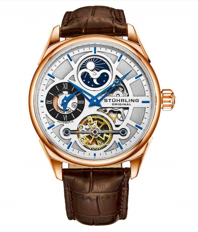 Legacy Stuhrling Special Reserve 657 Automático 42mm Skeleton Hombre Plateadas Rosas | 0431OTIAN