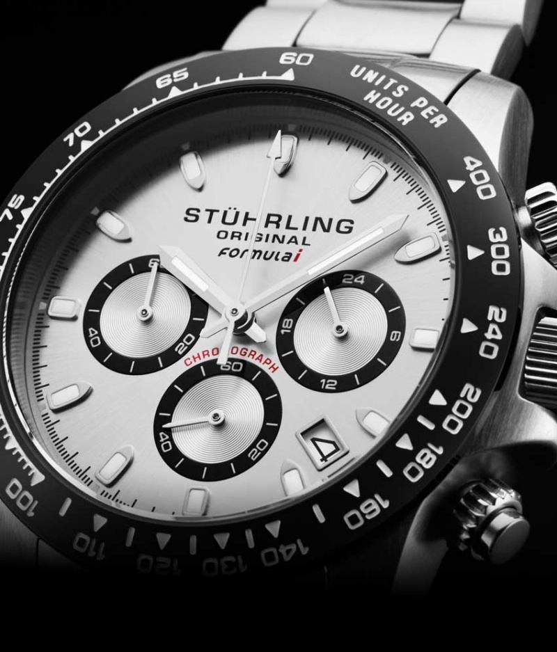 Monaco Stuhrling Formulai 891 Quartz 42mm Cronógrafo Hombre Plateadas Plateadas | 8142GHWAE