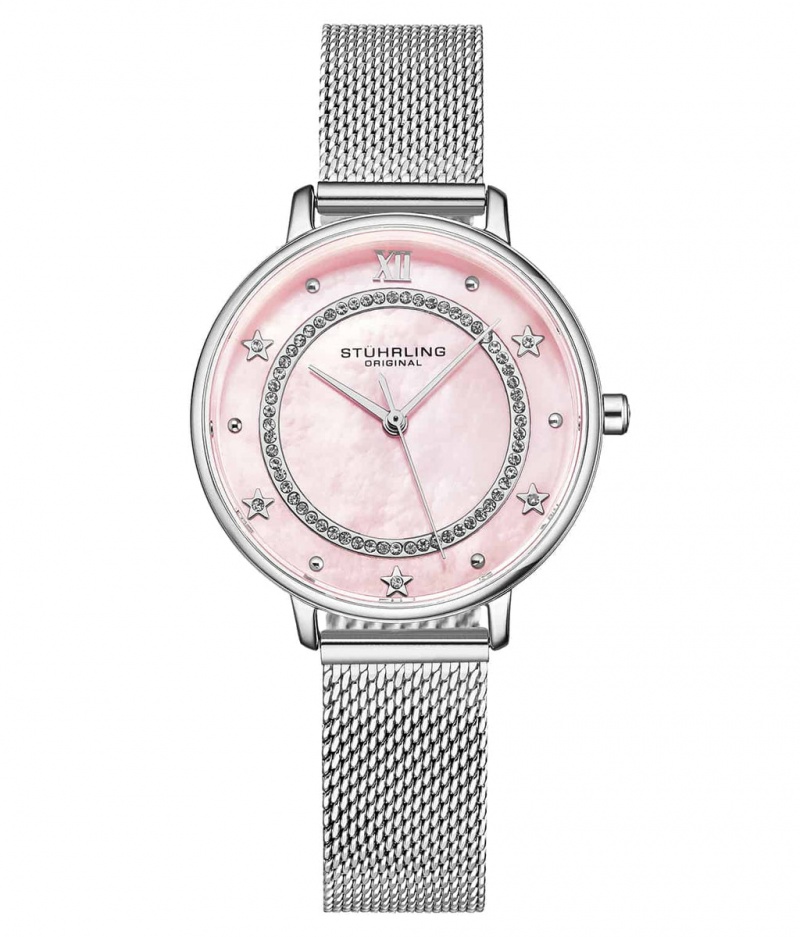 Symphony Stuhrling 3993 Quartz 34mm Moda Mujer Plateadas Plateadas | 3095ERVHS