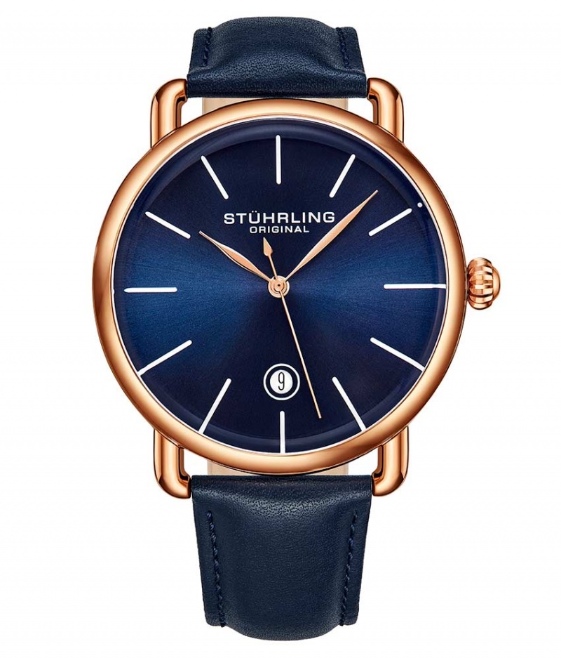 Symphony Stuhrling Agent 3913 Quartz 42mm Classic Hombre Azules Rosas | 7963TESWA