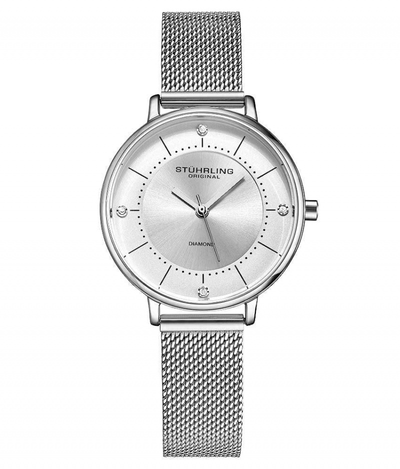 Symphony Stuhrling Almasi 3948 Quartz 34mm Classic Mujer Plateadas Plateadas | 7865GBAOP