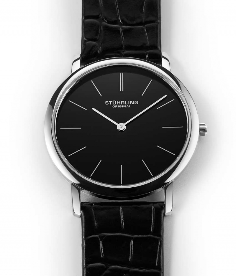 Symphony Stuhrling Ascot 601 Quartz 38mm Classic Hombre Negras Plateadas | 3560YDQLK