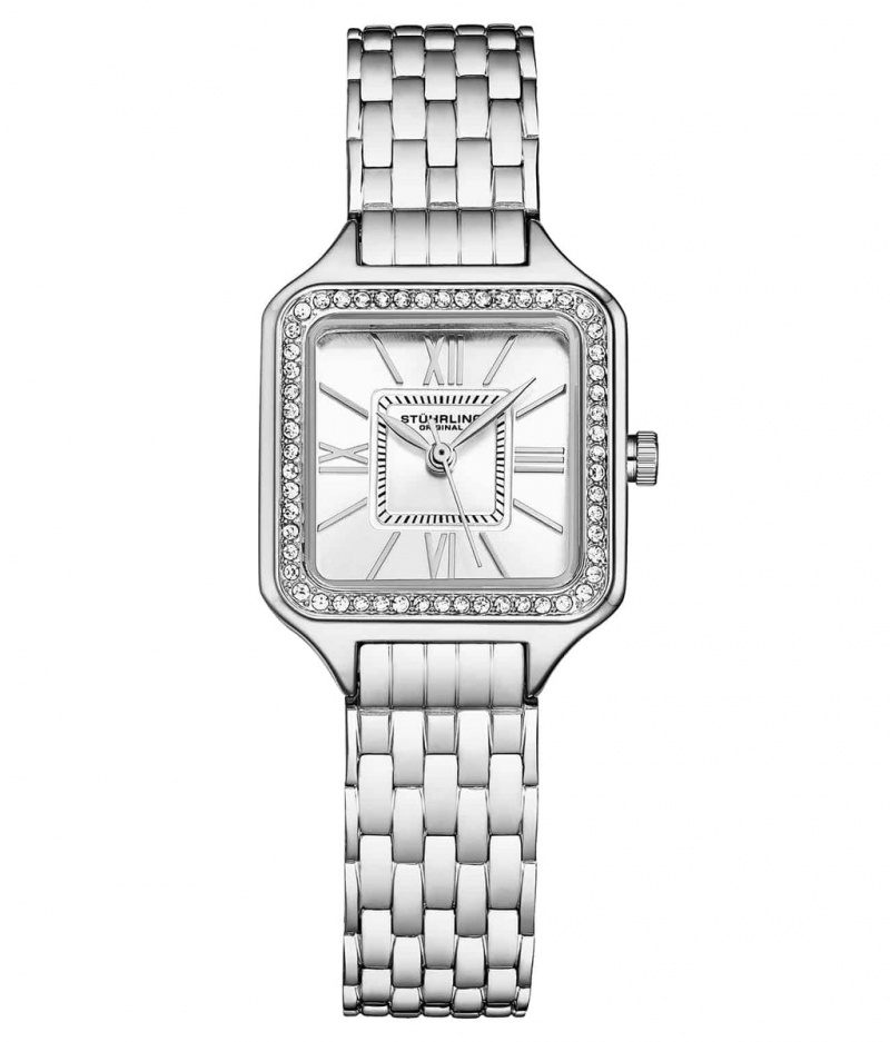 Symphony Stuhrling Confidant Square Crystal 27mm 4020 Classic Mujer Plateadas Plateadas | 3176CUBGA