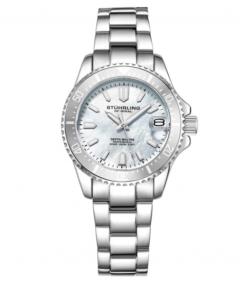 Symphony Stuhrling Depthmaster 3950AL Quartz 32mm Classic Mujer Plateadas Plateadas | 2450PYMQF