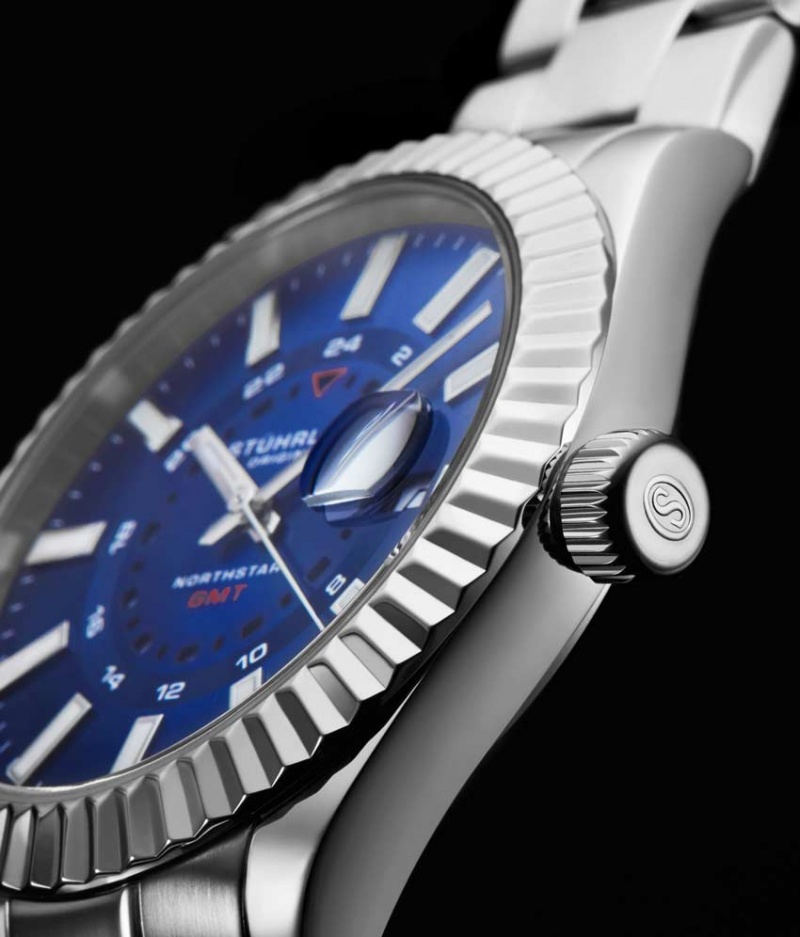 Symphony Stuhrling Northstar 892 GMT Quartz 42mm Classic Hombre Azules Plateadas | 3729NRDQB