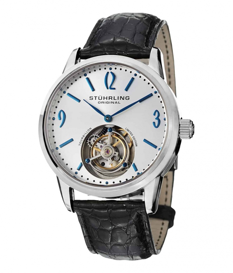 Tourbillon Stuhrling Cuvette 542 Hand-wind 41mm Hombre Negras Plateadas | 4823ILOJF