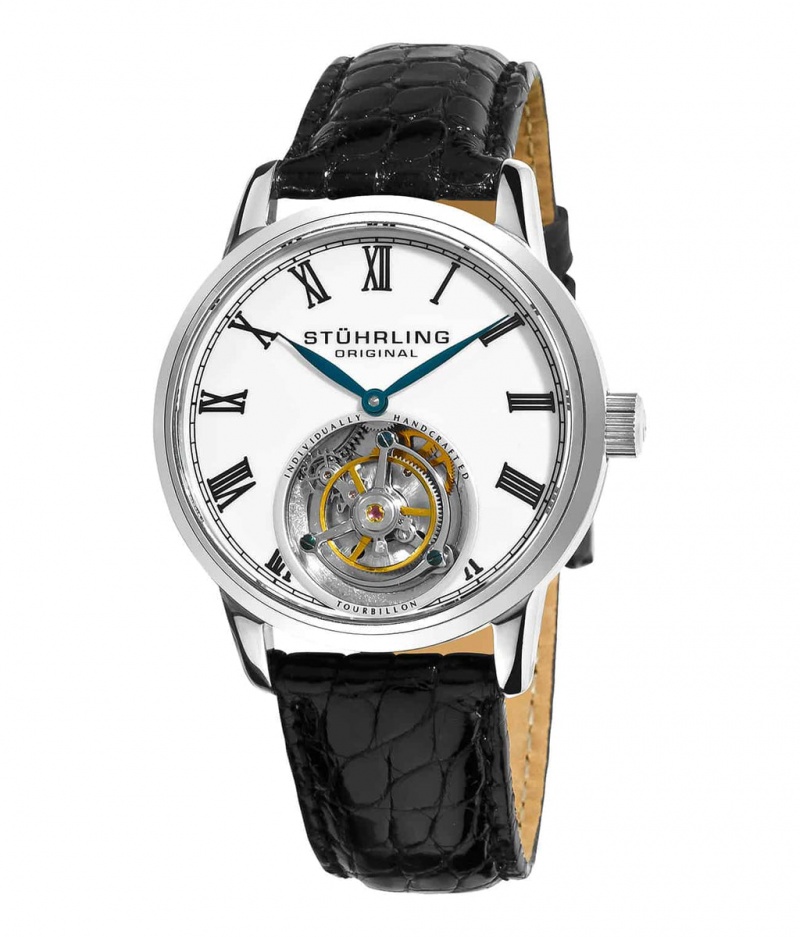 Tourbillon Stuhrling Dominus 312 Hand-wind 40mm Hombre Negras Plateadas | 0268YCBKQ