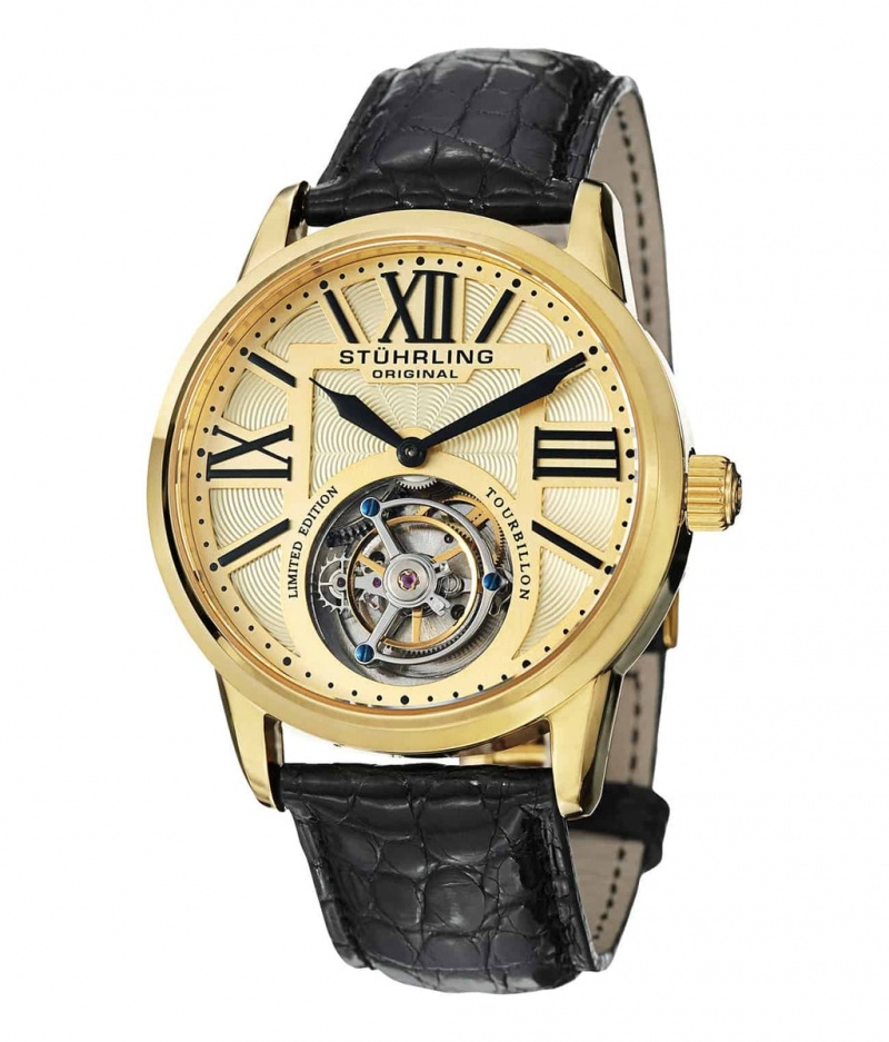 Tourbillon Stuhrling Grand Imperium 537 Hand-wind 42mm Hombre Negras Plateadas | 4230NBIVF