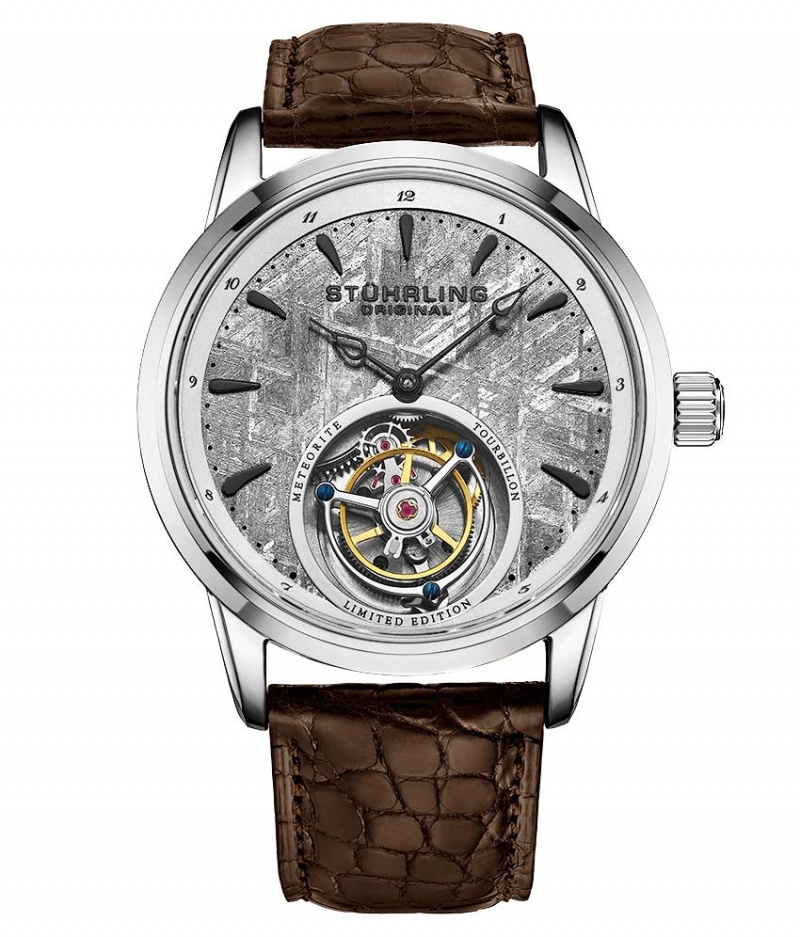 Tourbillon Stuhrling Meteorite 860 Hand-wind 42mm Hombre Gris Plateadas | 1532LGFQJ