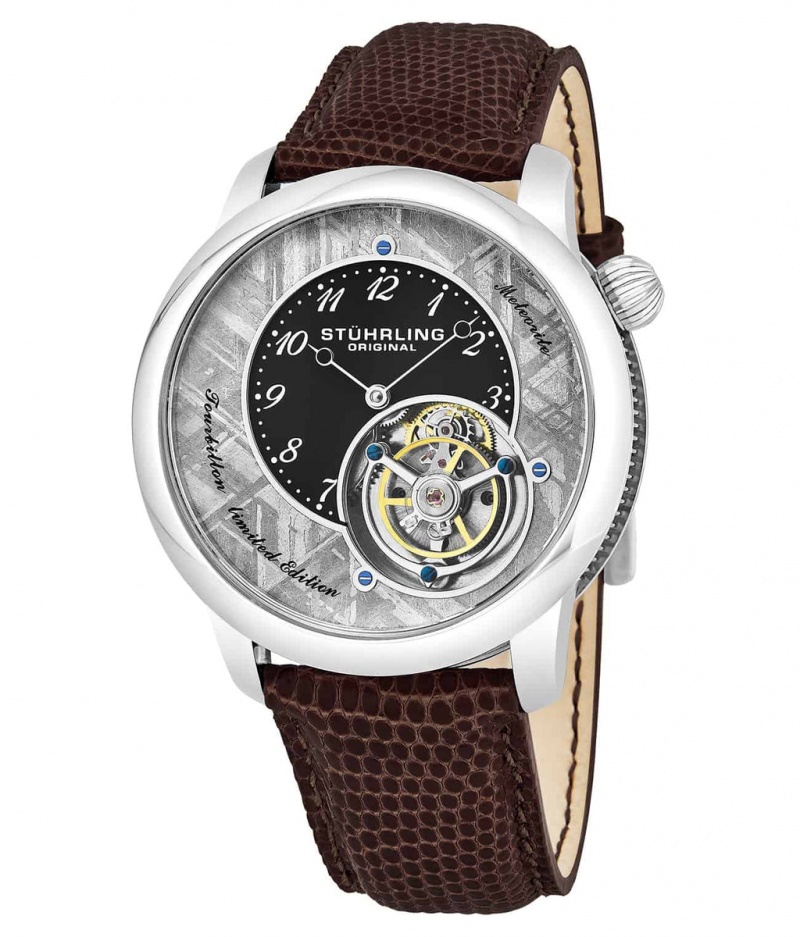 Tourbillon Stuhrling Meteorite 880 Hand-wind 43mm Hombre Gris Plateadas | 6895YPZVA