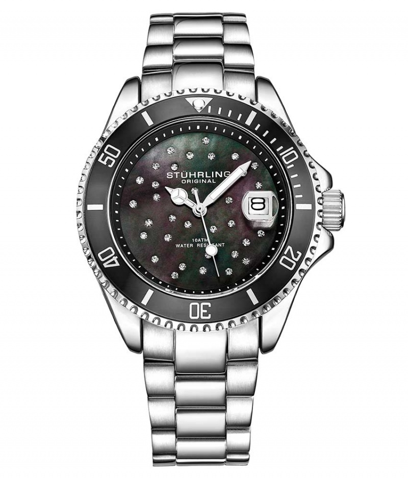 Vogue Stuhrling StarSea 3977 Quartz 39mm Moda Mujer Negras Plateadas | 5926LZFHY